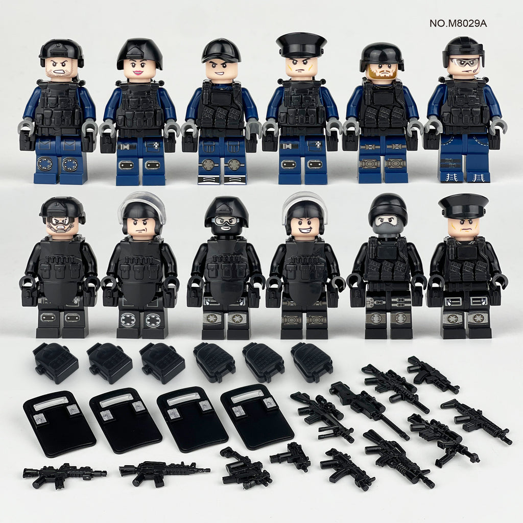 SWAT Team Special Forces 12 Custom Minifigures + Container Box Display - H10