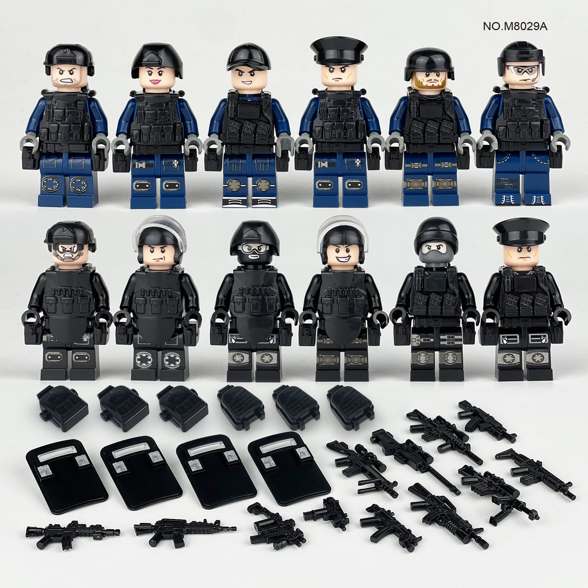 SWAT Team Special Forces 12 Custom Minifigures + Container Box Display - H10