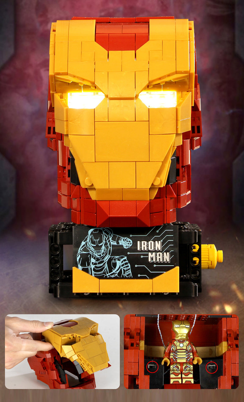 Iron Man MK24 Helmet Custom Building Block Toy 768+pcs LED Kit