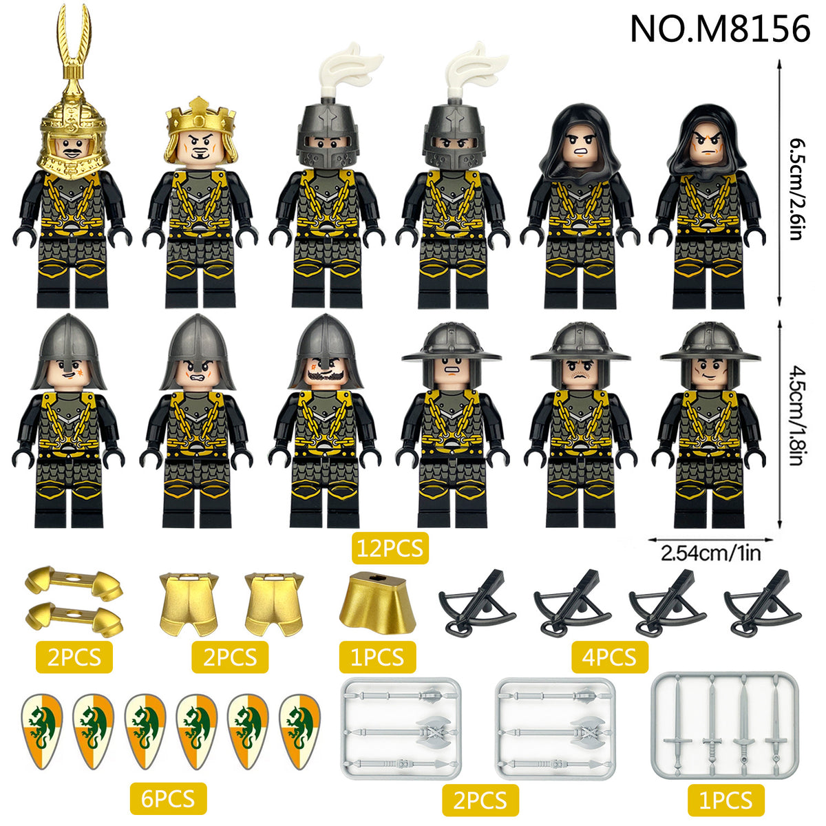 Medieval Knights and Soldiers Lot 12pcs - M8156