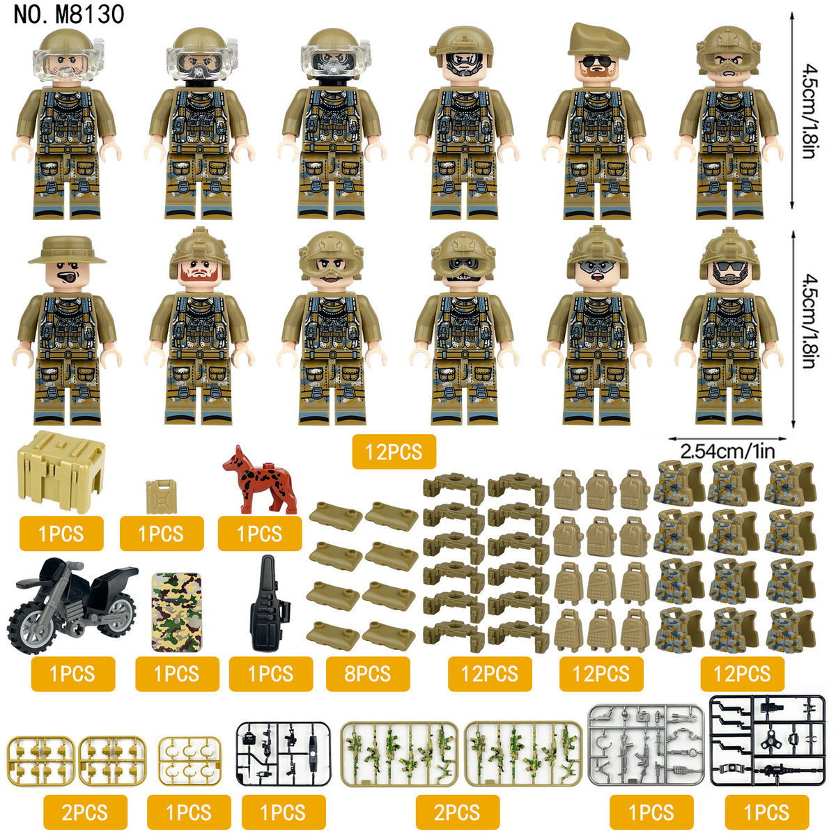 Army Special Forces 12 Custom Minifigures + Humvee - L53