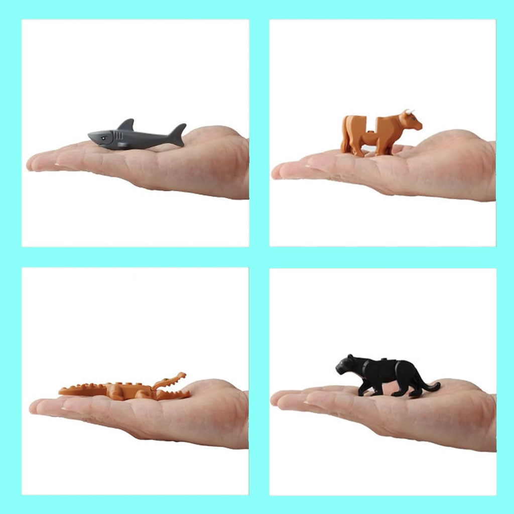24 PCS Animals Building Block Toys, Animal Figures, Jungle Zoo Animal Bricks Toy with Orangutan, Panda, Giraffe, Accessories Bricks