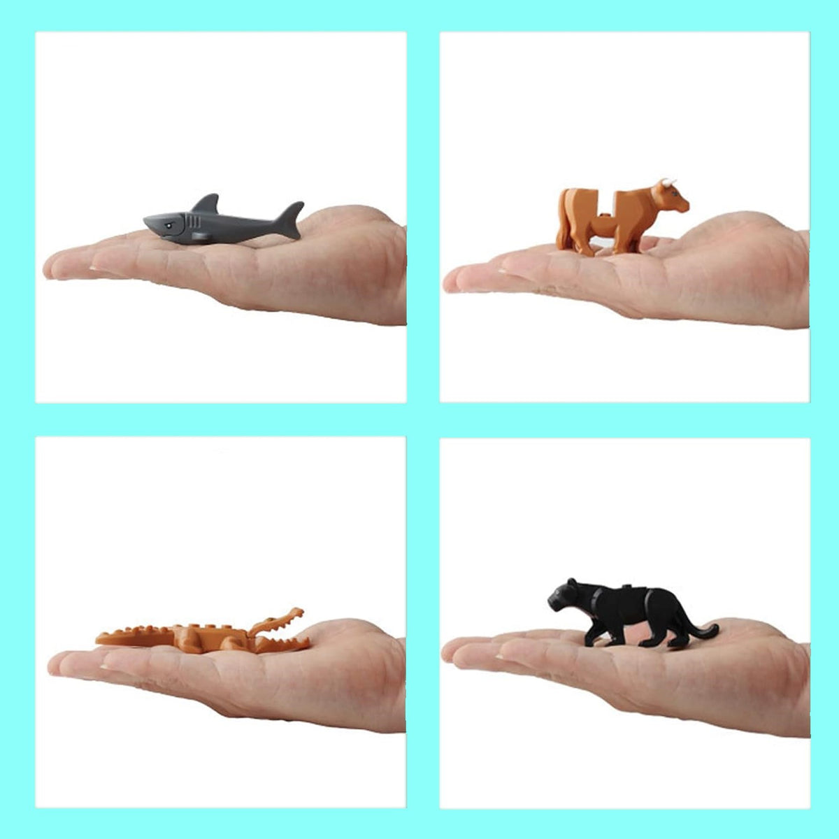 24 PCS Animals Building Block Toys, Animal Figures, Jungle Zoo Animal Bricks Toy with Orangutan, Panda, Giraffe, Accessories Bricks