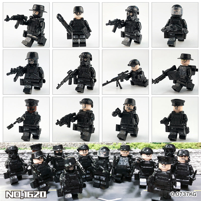 SWAT Team Special Forces 12 Custom Minifigures + Jeep - E1
