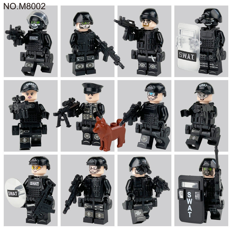 SWAT Team Special Forces 12 Custom Minifigures + Container Box Display - H3