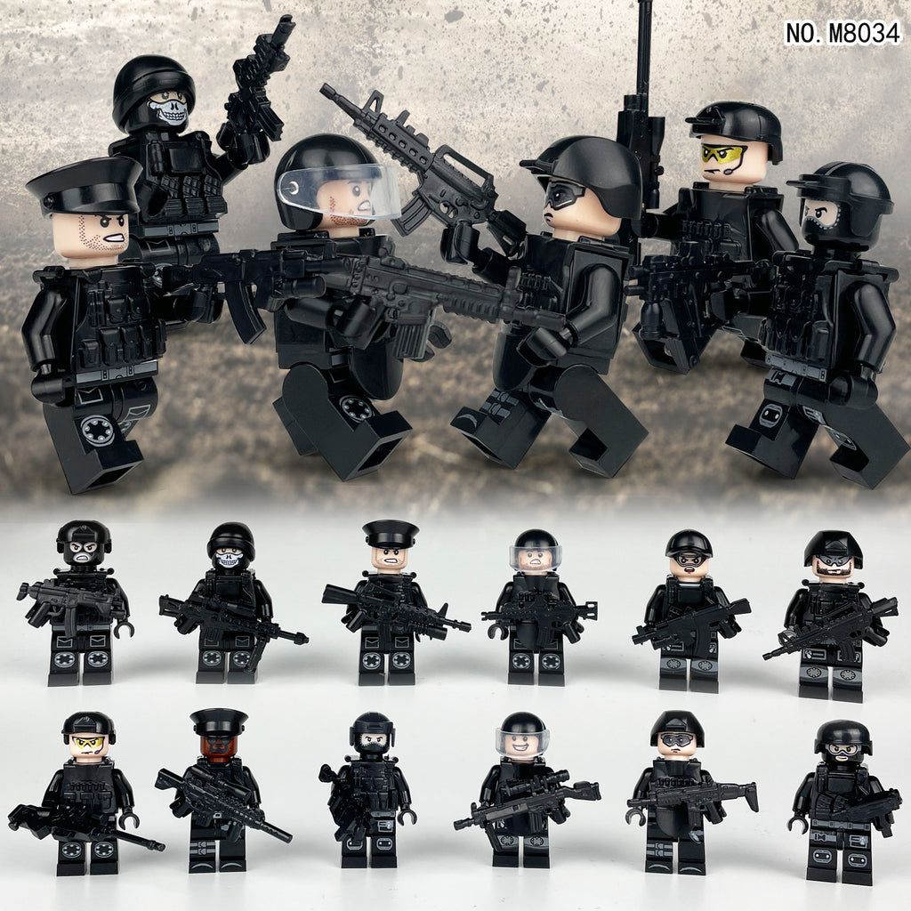 SWAT Team Special Forces 12 Custom Minifigures + Container Box Display - H7