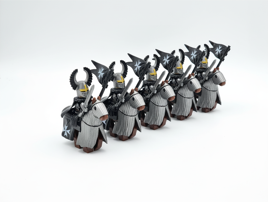 Mounted Knights Hospitallers Armored Warhorse Set 10pcs XH