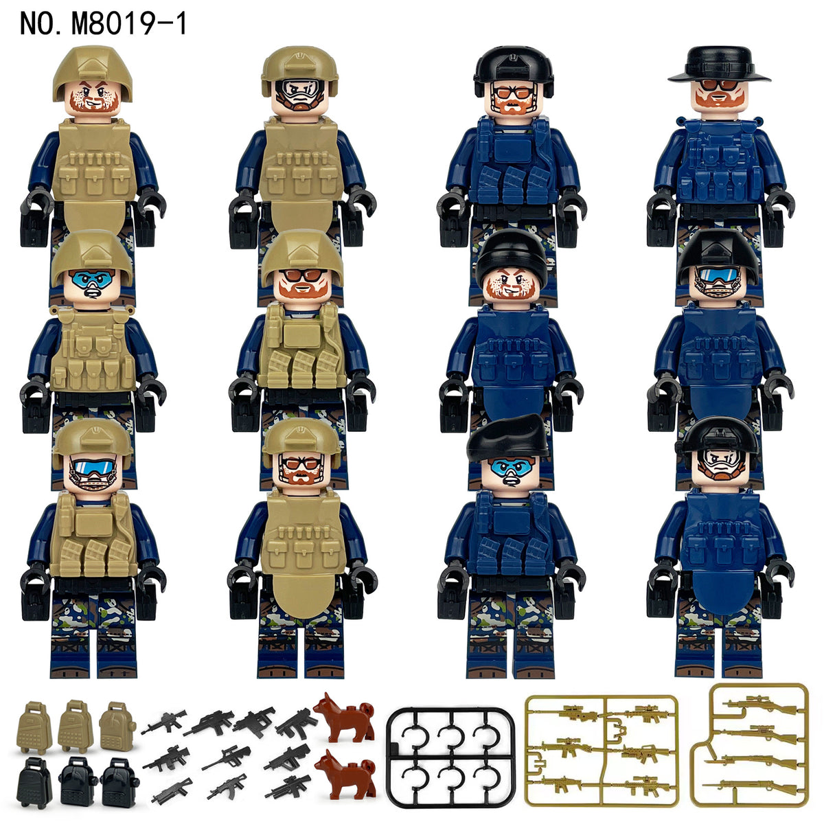 Army  Special Forces 12 Custom Minifigures + Jeep - L44