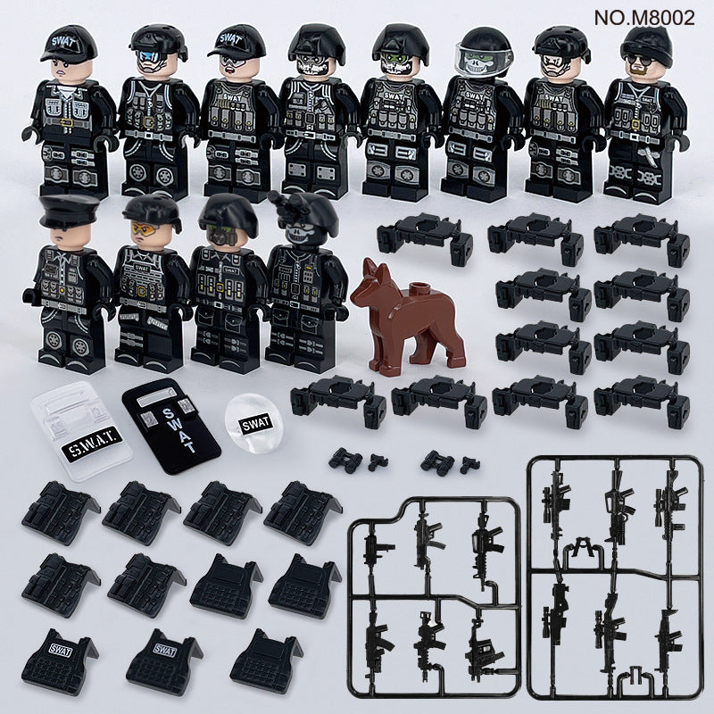 SWAT Team Special Forces 12 Custom Minifigures + Container Box Display - H3