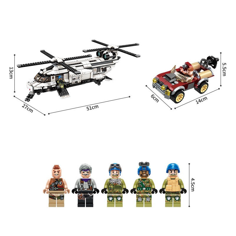 Armored Military Army Helicopter Building Block Set 650pcs