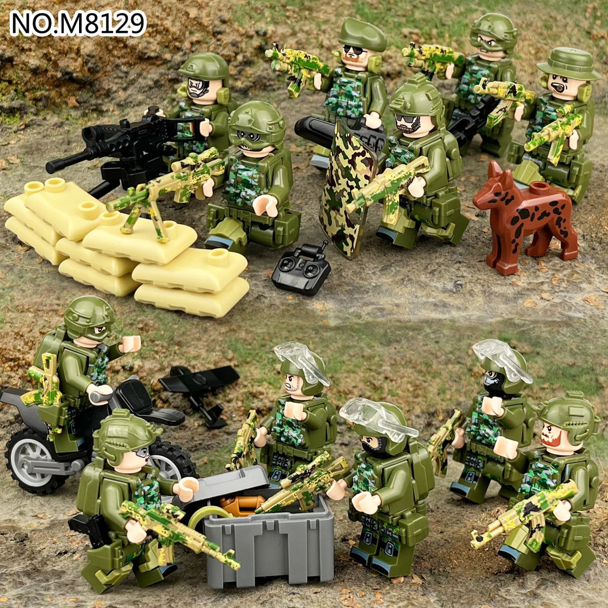 Army Jungle Special Forces 12 Custom Minifigures + Jeep - L43
