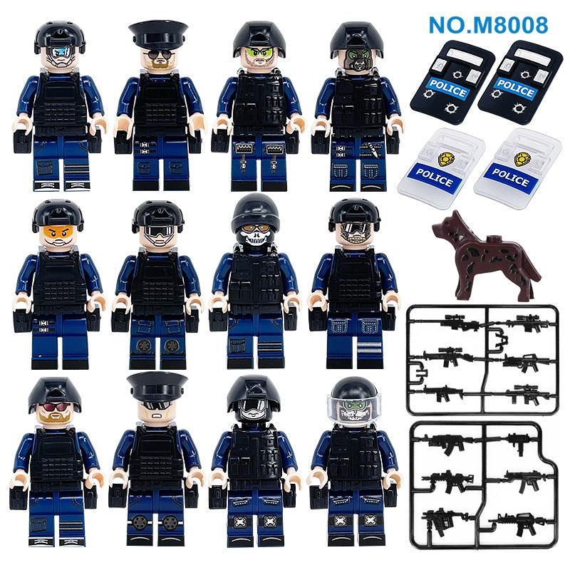 Police Team Special Forces 12 Custom Minifigures + Container Box Display - H11