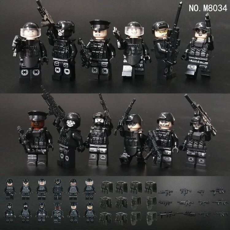 SWAT Team Special Forces 12 Custom Minifigures + Container Box Display - H7
