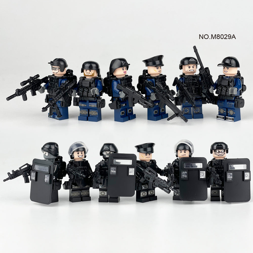 SWAT Team Special Forces 12 Custom Minifigures + Container Box Display - H10