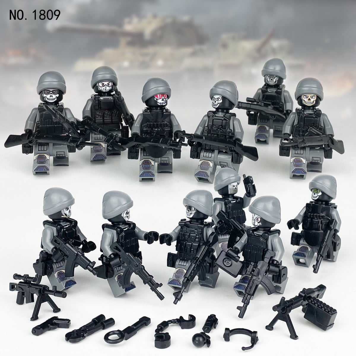 Ghost Team Special Forces 12 Custom Minifigures + Accessories - 1809
