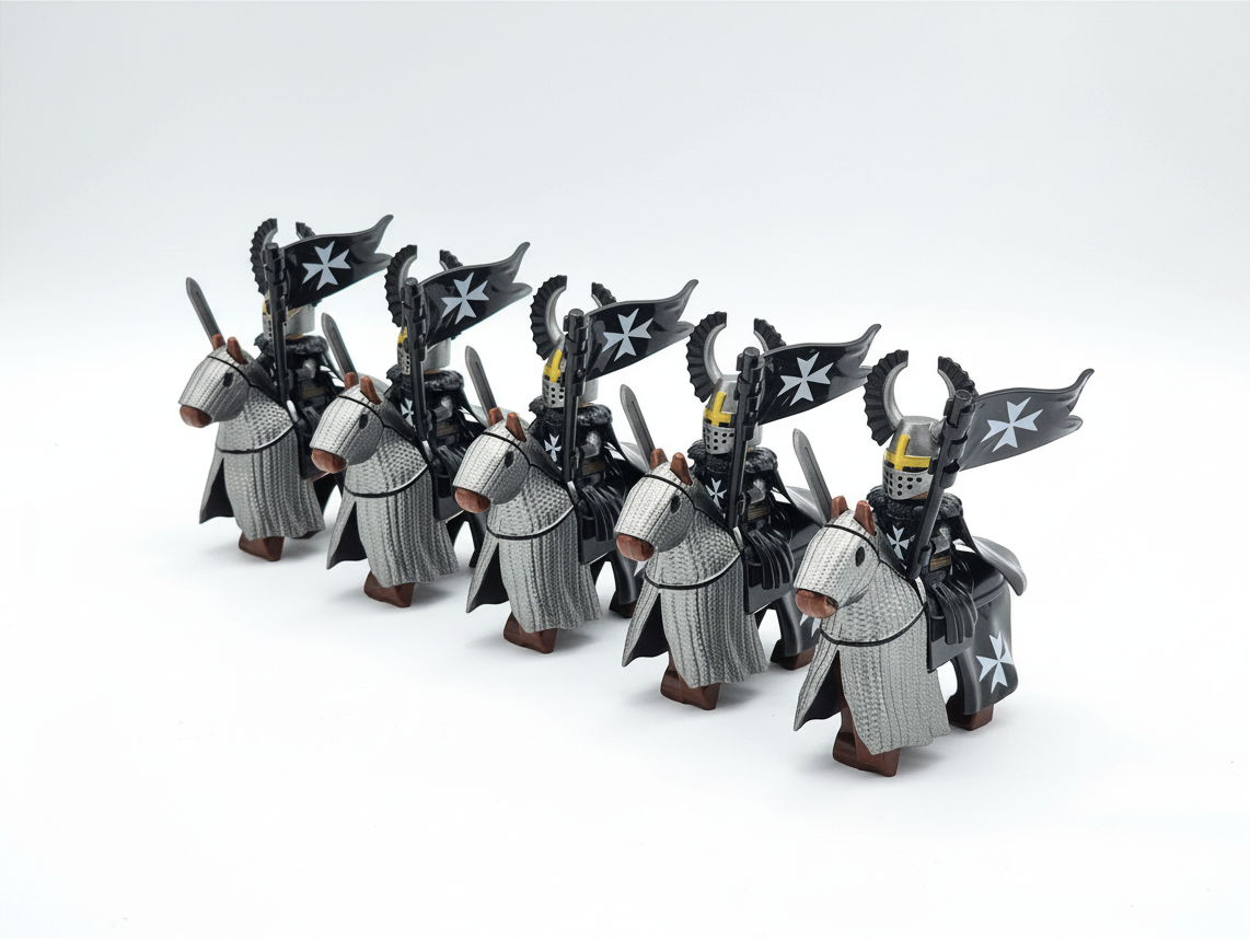 Mounted Knights Hospitallers Armored Warhorse Set 10pcs XH