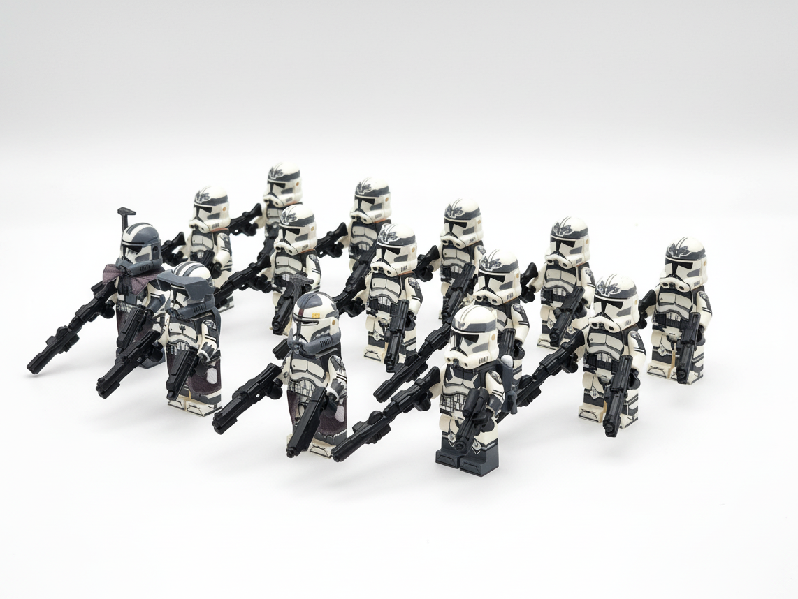 Star Wars 104th Phase 2 Wolfpack Commander Wolffe Clone Troopers 14pcs Minifigures Set