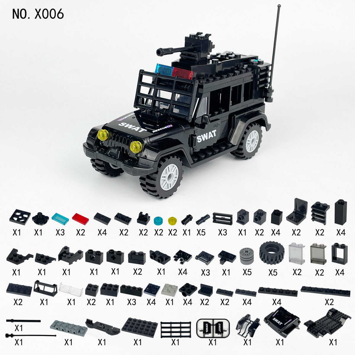 SWAT Team Special Forces 12 Custom Minifigures + Jeep - E12