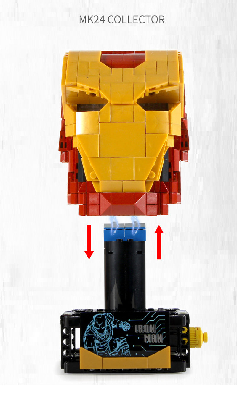 Iron Man MK24 Helmet Custom Building Block Toy 768+pcs LED Kit
