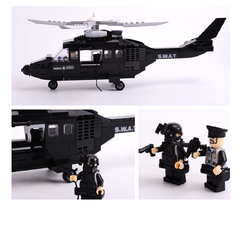 SWAT Team Special Forces 6 Custom Minifigures + Helicopter - D3