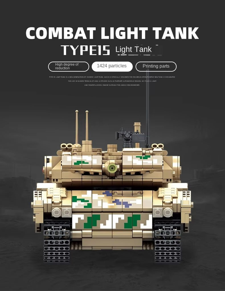 Type 15 Light Tank Military Army Building Block Set 1424pcs
