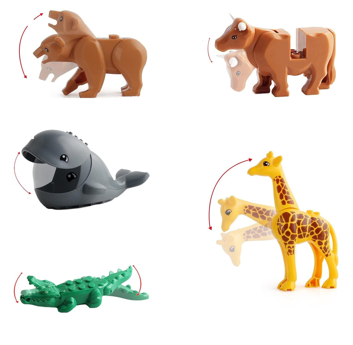 24 PCS Animals Building Block Toys, Animal Figures, Jungle Zoo Animal Bricks Toy with Orangutan, Panda, Giraffe, Accessories Bricks