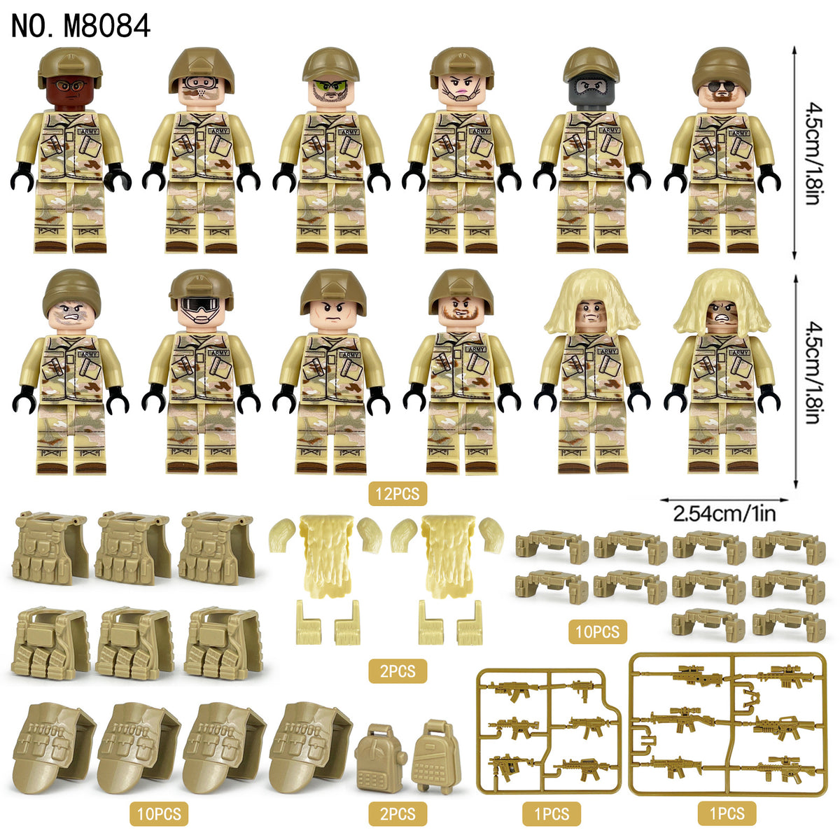 Army Special Forces 12 Custom Minifiguress - M8084
