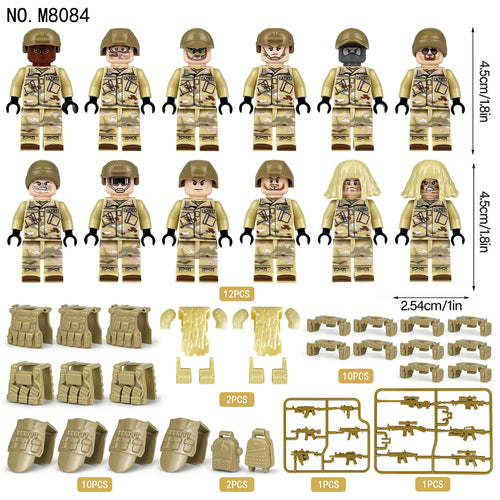 Army Special Forces 12 Custom Minifiguress - M8084