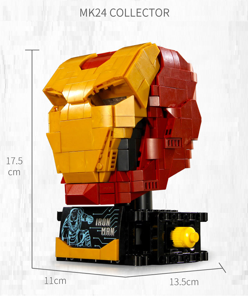 Iron Man MK24 Helmet Custom Building Block Toy 768+pcs LED Kit