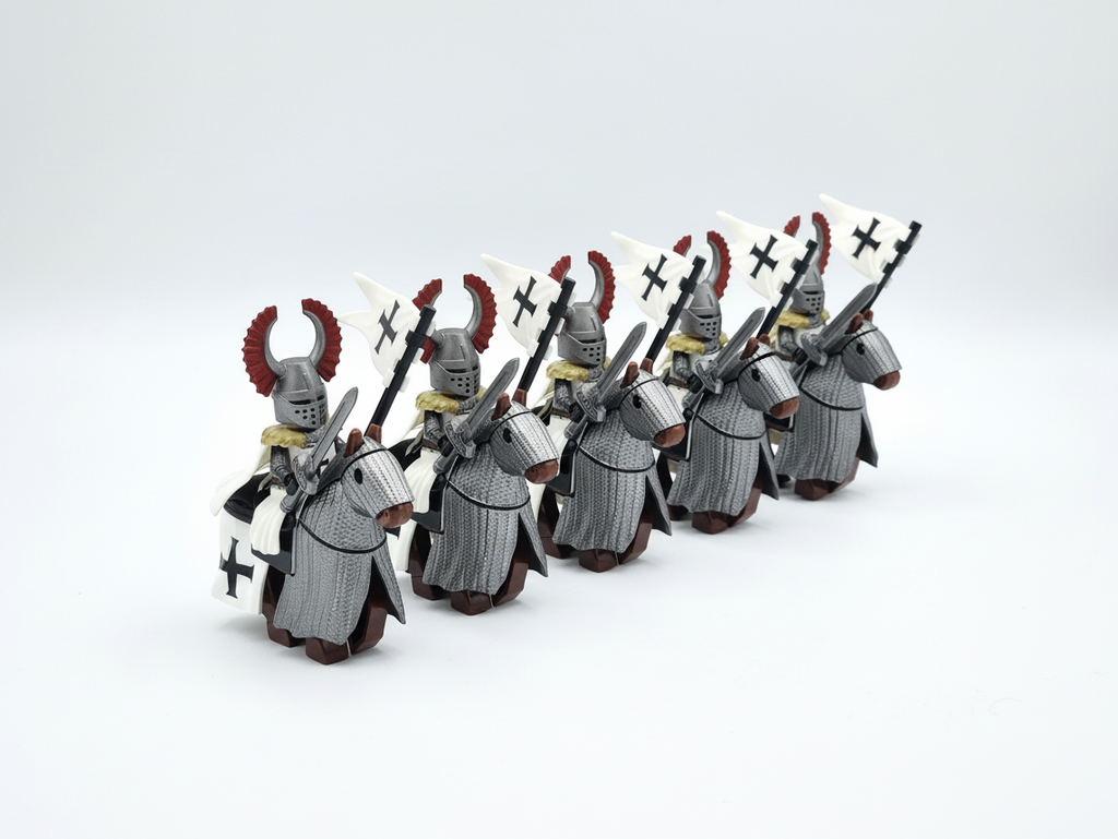 Mounted Teutonic Knights Armored Warhorse Set 10pcs XH
