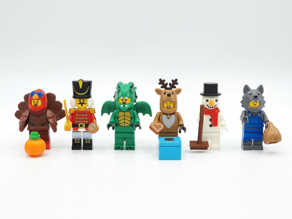 Custom Seasonal Characters Turkey Dragon Snowman Assortment Minifigures 6pcs