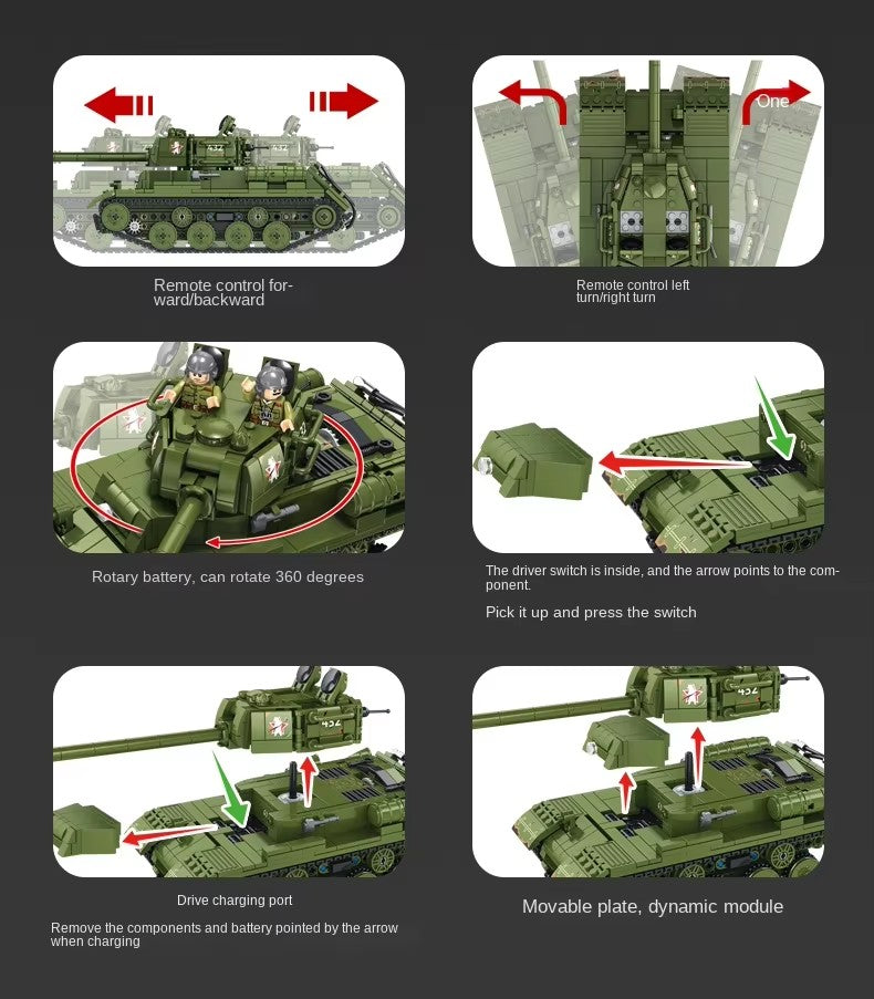 STALIN II JS-2 Heavy Tank Military Army Building Block Set RC 928pcs