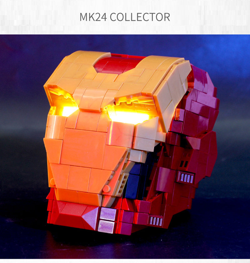 Iron Man MK24 Helmet Custom Building Block Toy 768+pcs LED Kit