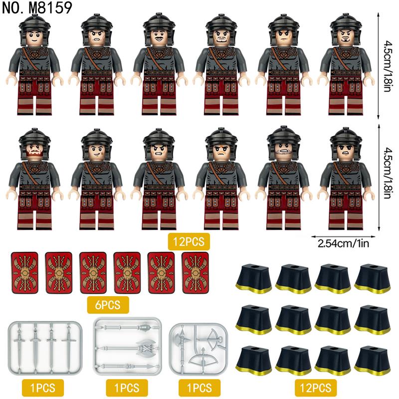 Medieval Roman Soldiers Army Custom 12 Minifigures Set 8159