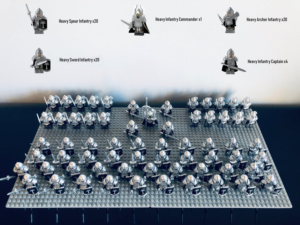 LOTR Gondor Heavy Battalion Infantry Army Set 61 Minifigures Set