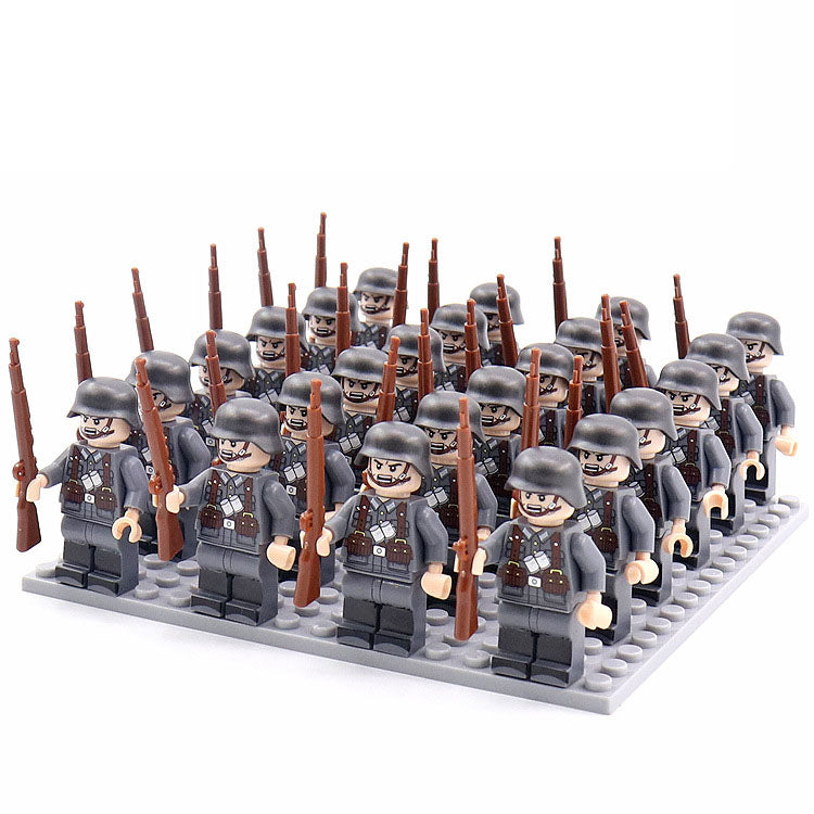 World War 2 Army Minifigures 24pcs/Lots Baseplate Not Included