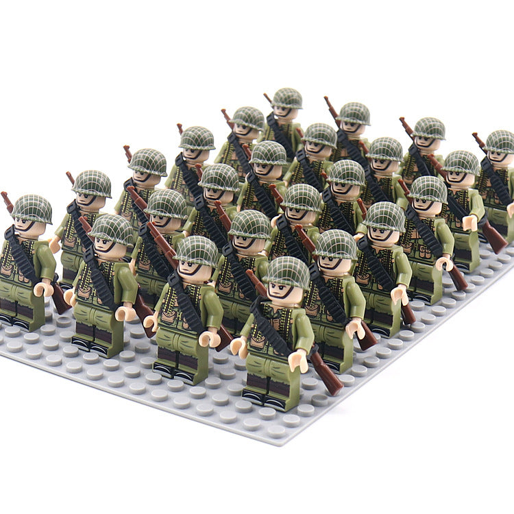 World War 2 Army Minifigures 24pcs/Lots Baseplate Not Included