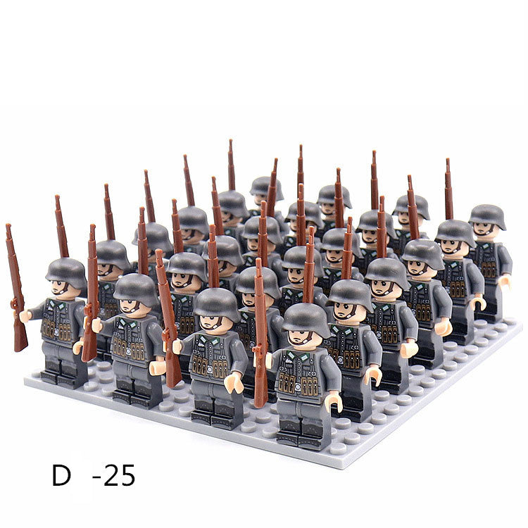 World War 2 Army Minifigures 24pcs/Lots Baseplate Not Included