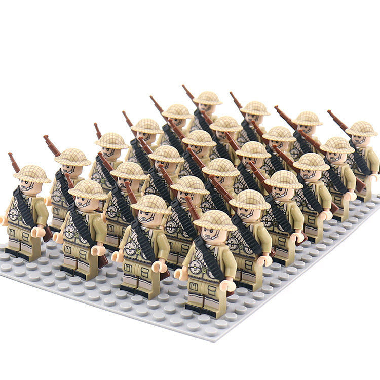 World War 2 Army Minifigures 24pcs/Lots Baseplate Not Included