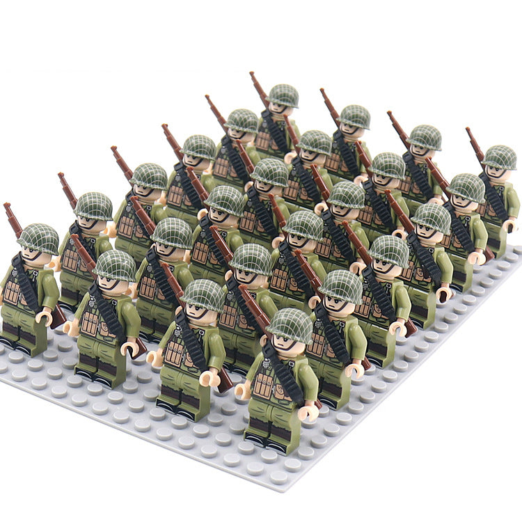 World War 2 Army Minifigures 24pcs/Lots Baseplate Not Included