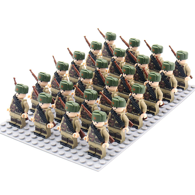 World War 2 Army Minifigures 24pcs/Lots Baseplate Not Included