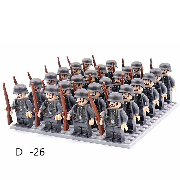 World War 2 Army Minifigures 24pcs/Lots Baseplate Not Included