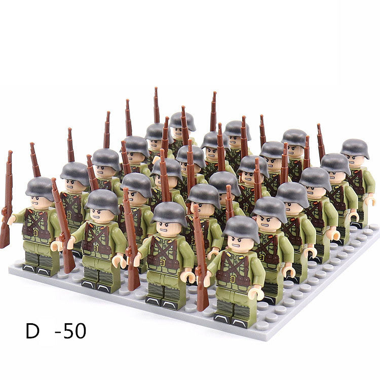 World War 2 Army Minifigures 24pcs/Lots Baseplate Not Included