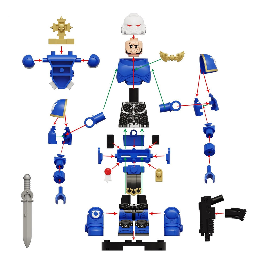 Warhammer 40K Ultramarines Minifigures (Big Figures) KT