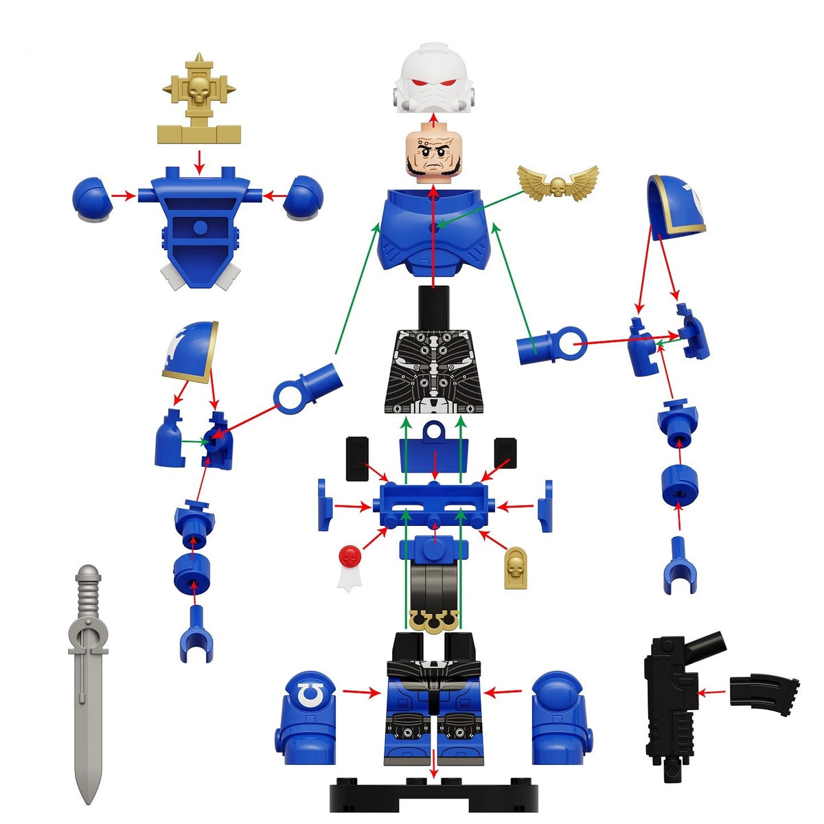Warhammer 40K Ultramarines Minifigures (Big Figures) KT