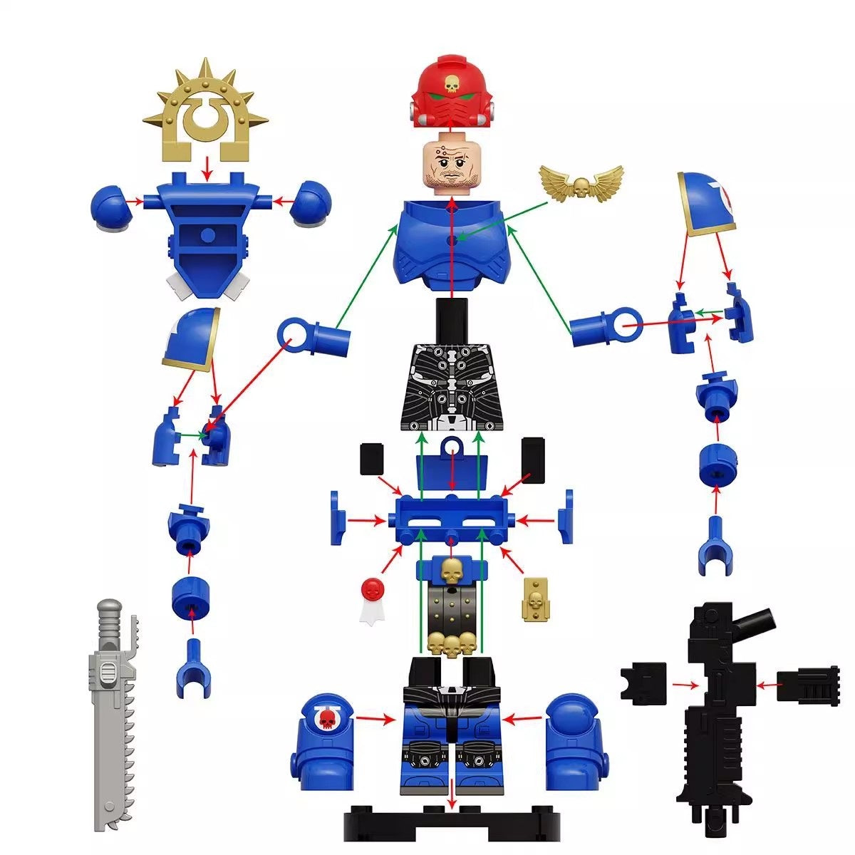 Warhammer 40K Ultramarines Minifigures (Big Figures) KT