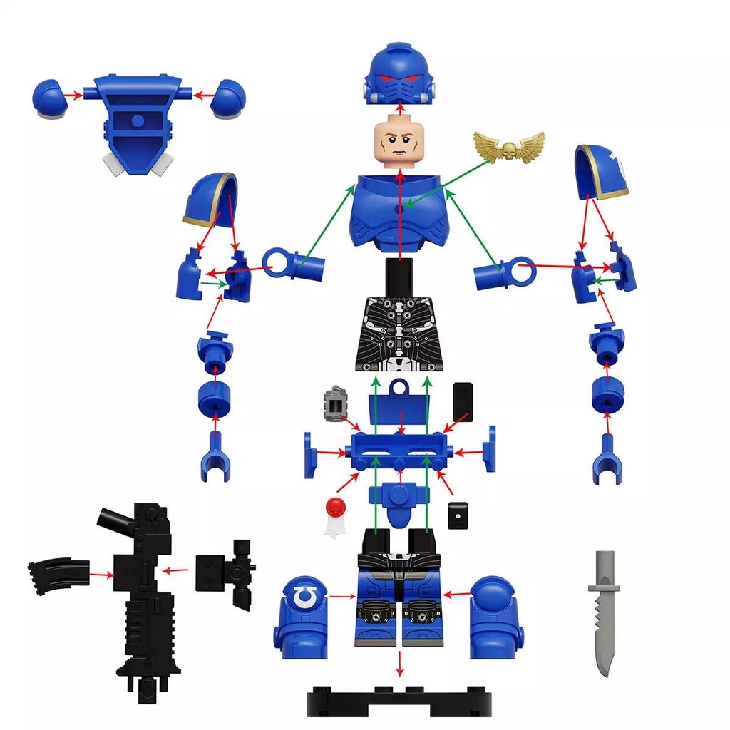 Warhammer 40K Ultramarines Minifigures (Big Figures) KT