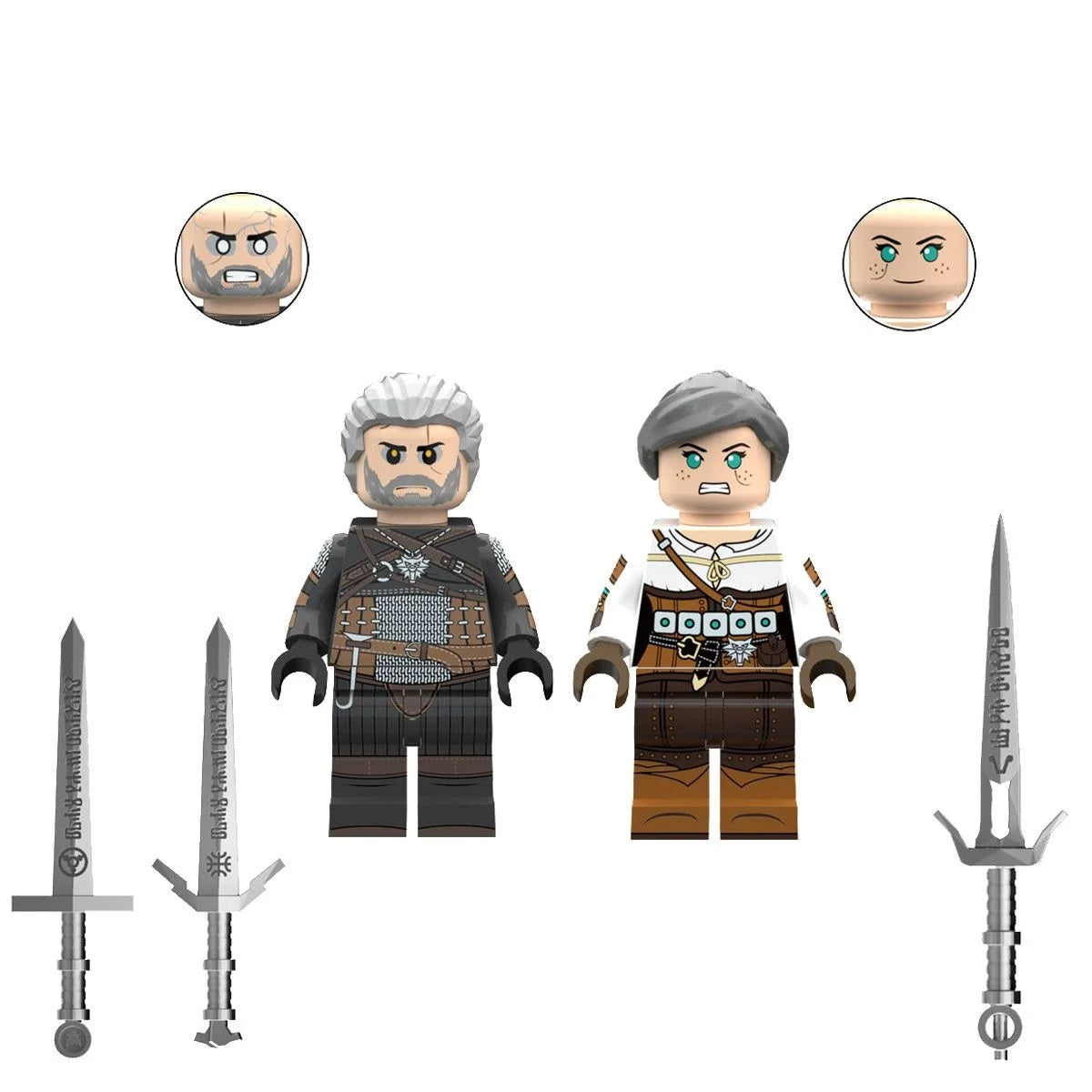 The Witcher Geralt of Rivia and Ciri 2 Minifigures Set