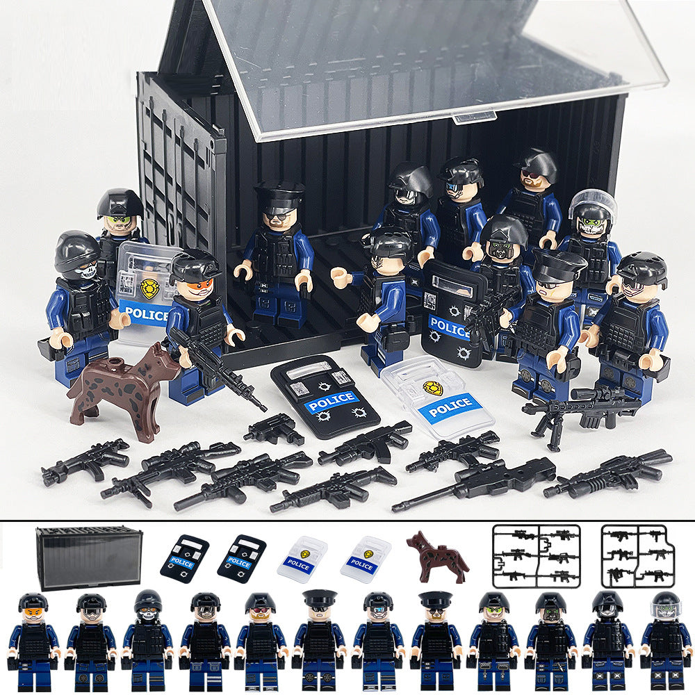 Police Team Special Forces 12 Custom Minifigures + Container Box Display - H11