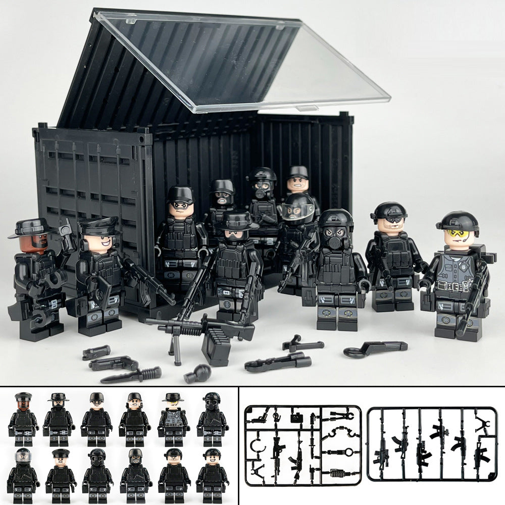 SWAT Team Special Forces 12 Custom Minifigures + Container Box Display - H1